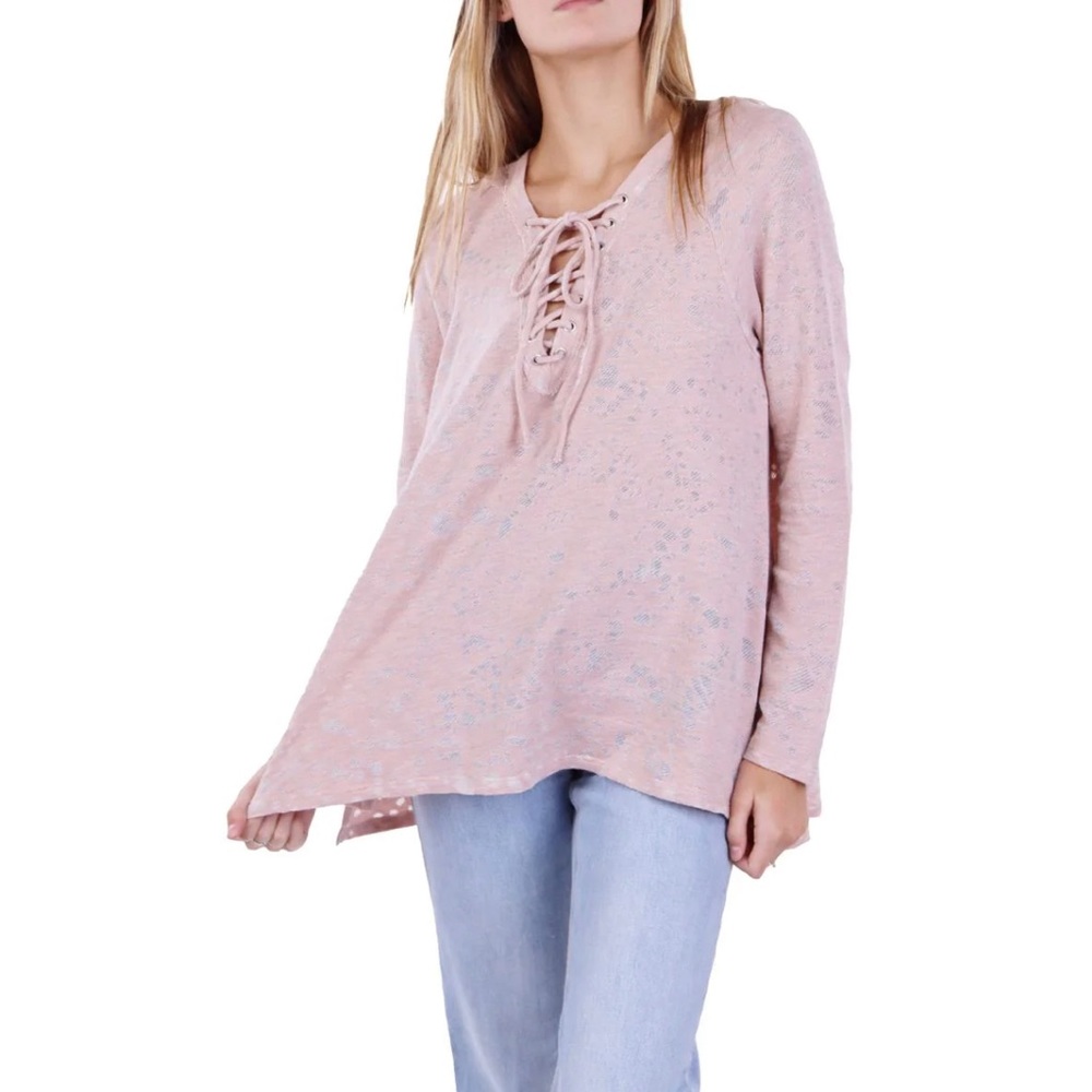 Anthropologie Maronie blush hoodie/ sweatshirt. Poly/Cotton. High low. N…